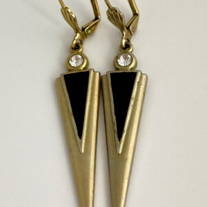 moderne Art Deco oorbellen in zwart en goud