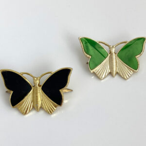 prachtige vlinder pins, groen en zwart met goud