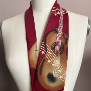 stropdas met gitaar en muzieknoten, vintage